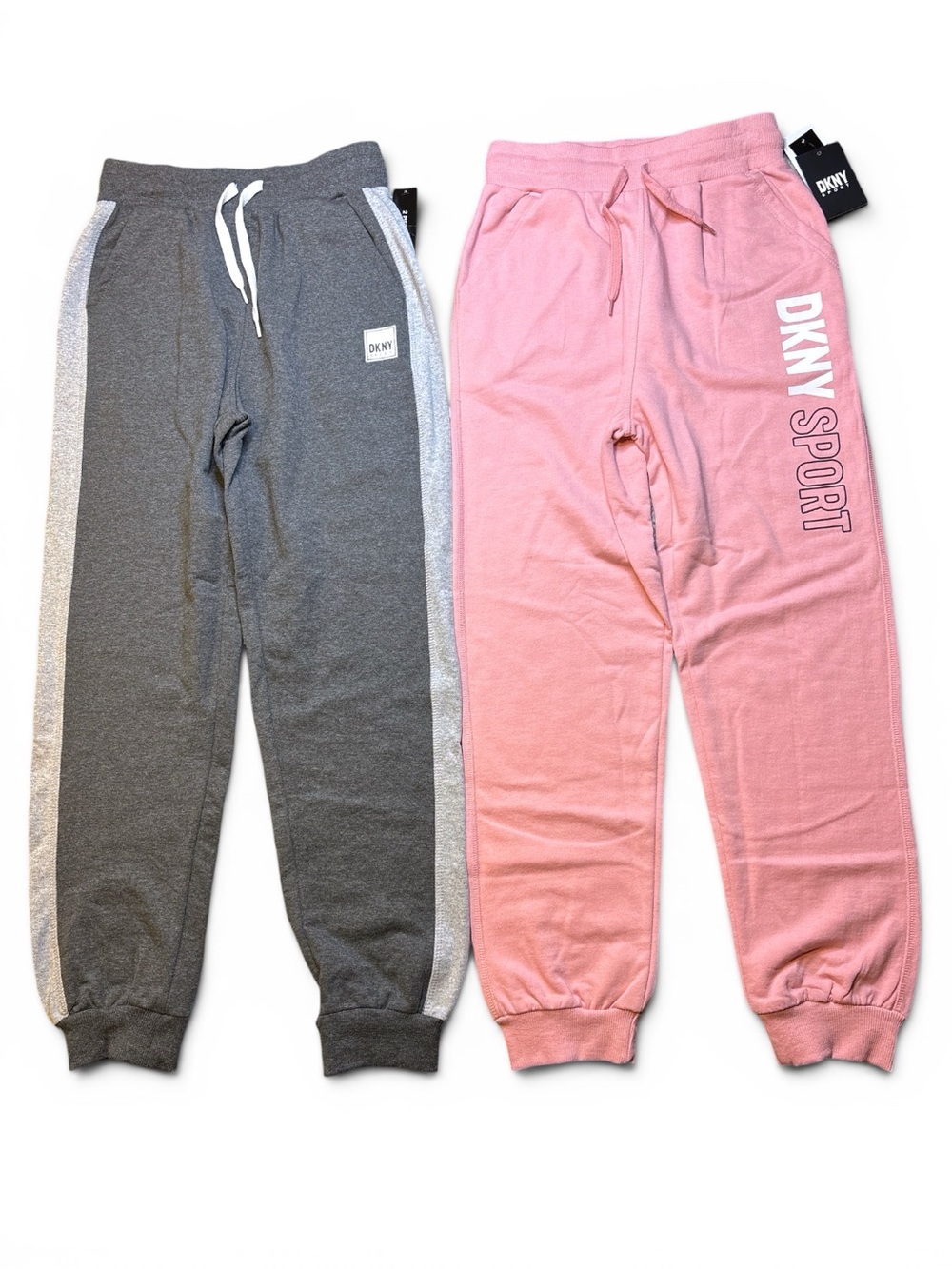 DKNY Sport Girls 2 Pc Jogger Sweatpants Set Grey & Pink Size M (8/10) NWT